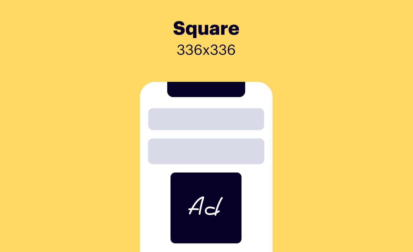 Square mobile banner Ad Size