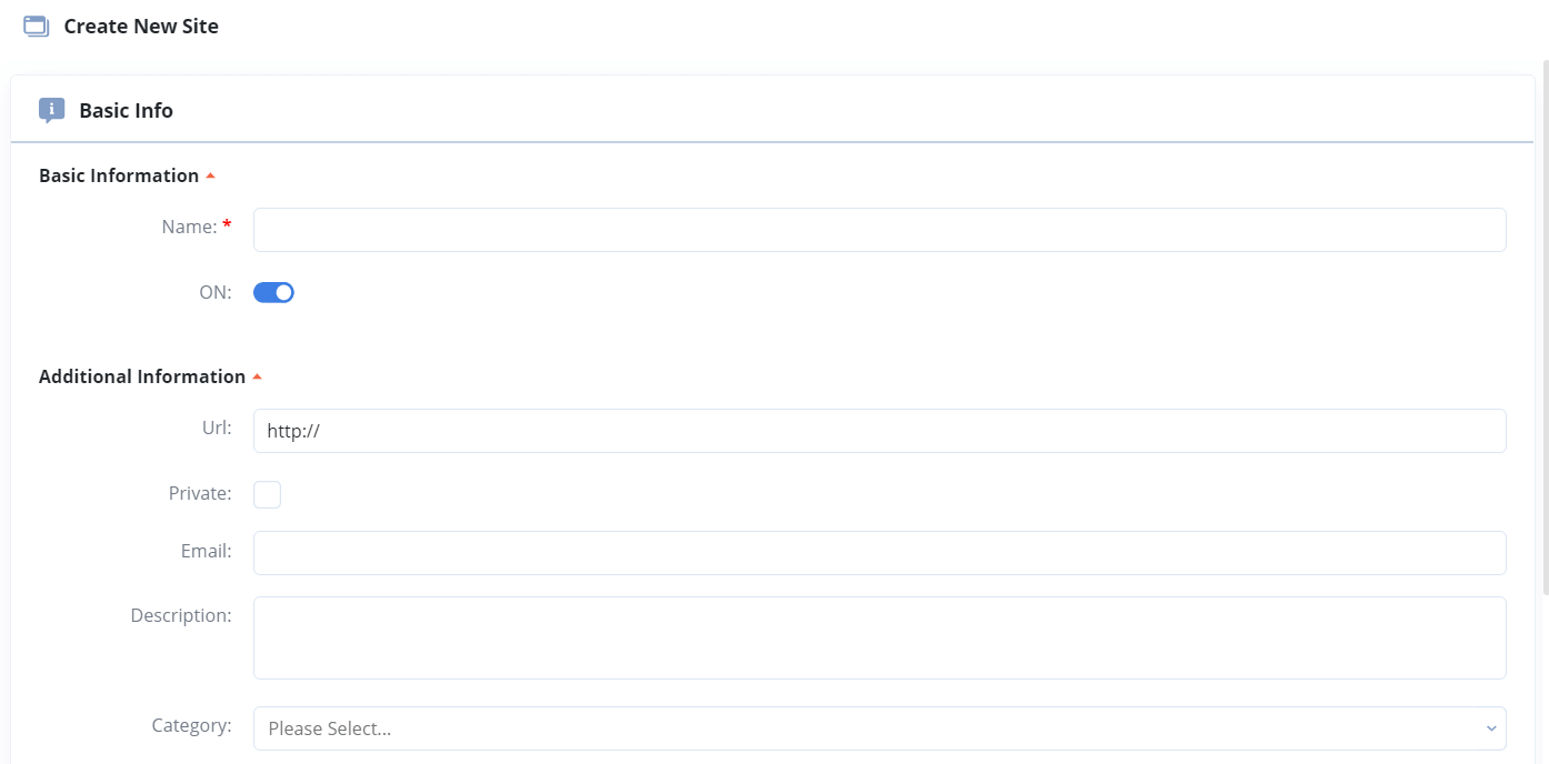 ad server create new site