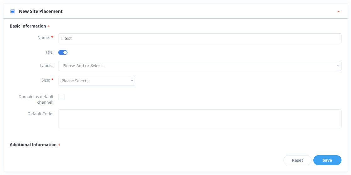 ad server create new placement
