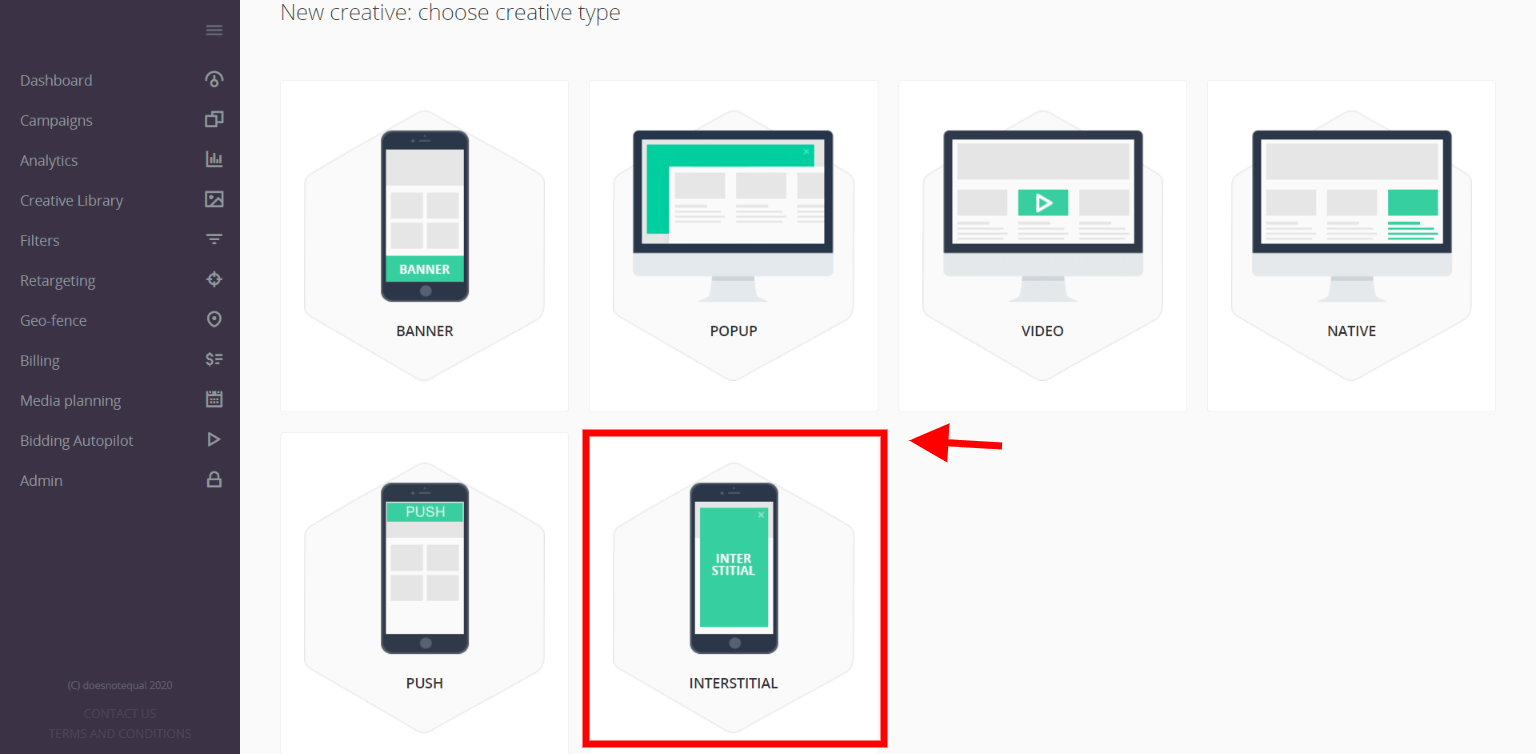 Interstitial ad format in Epom DSP