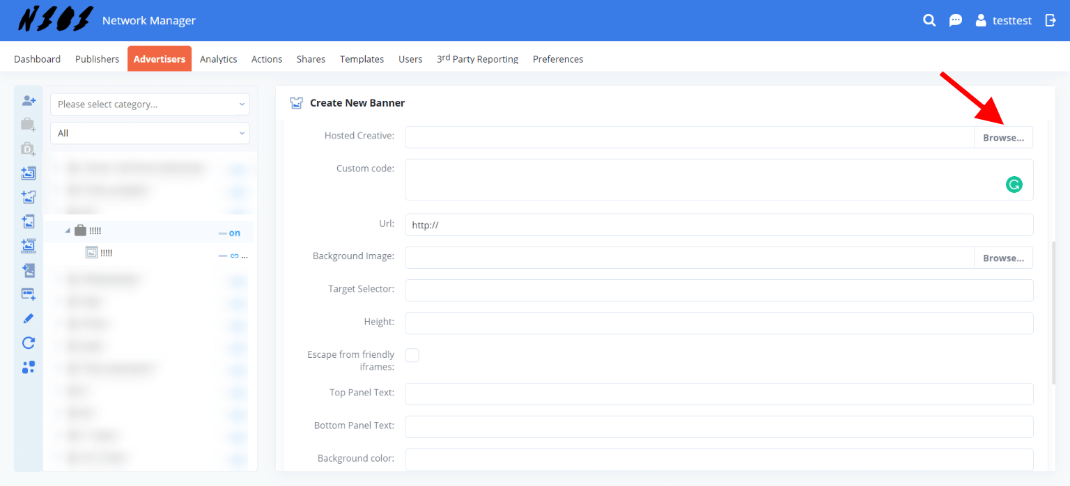 uploading and customizing interscroller creative