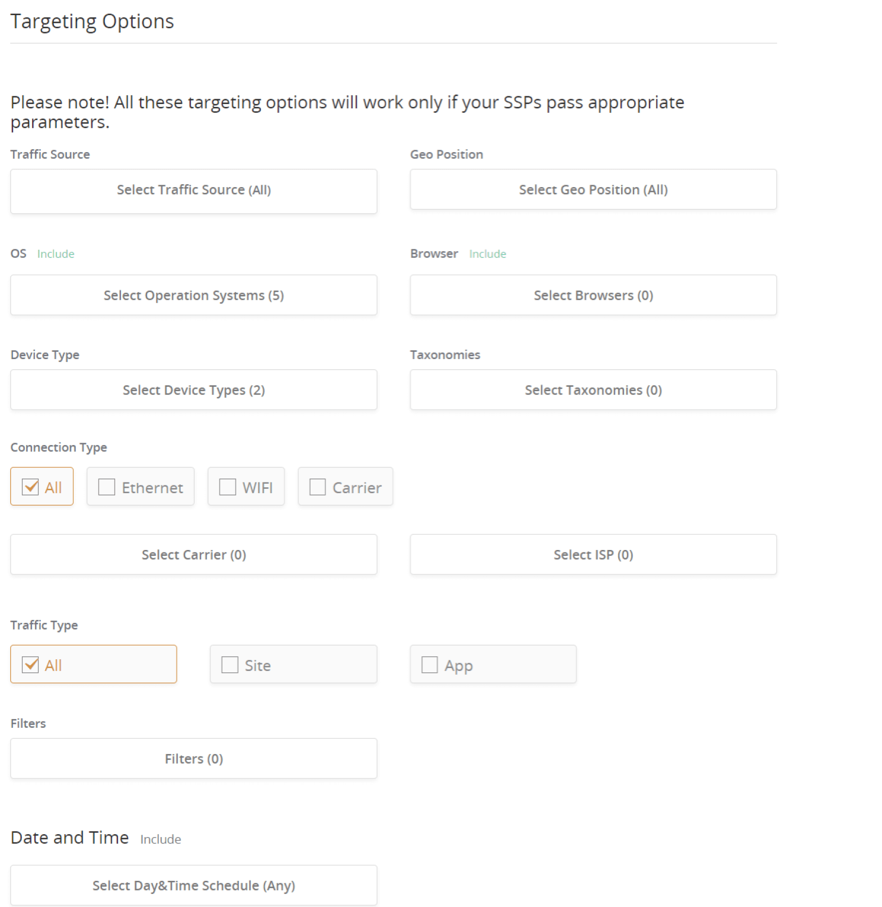 Choose the Targeting Options