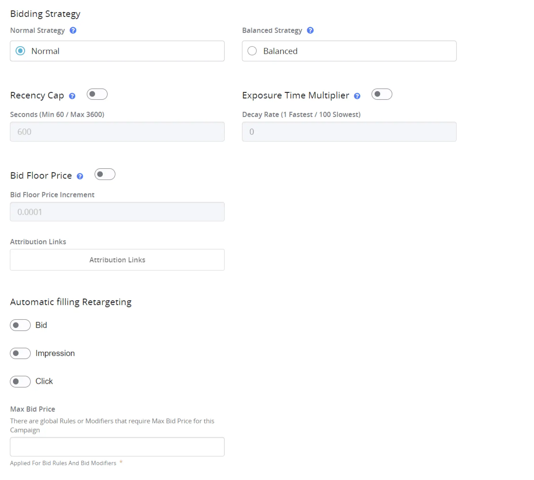 Choose Bidding Options