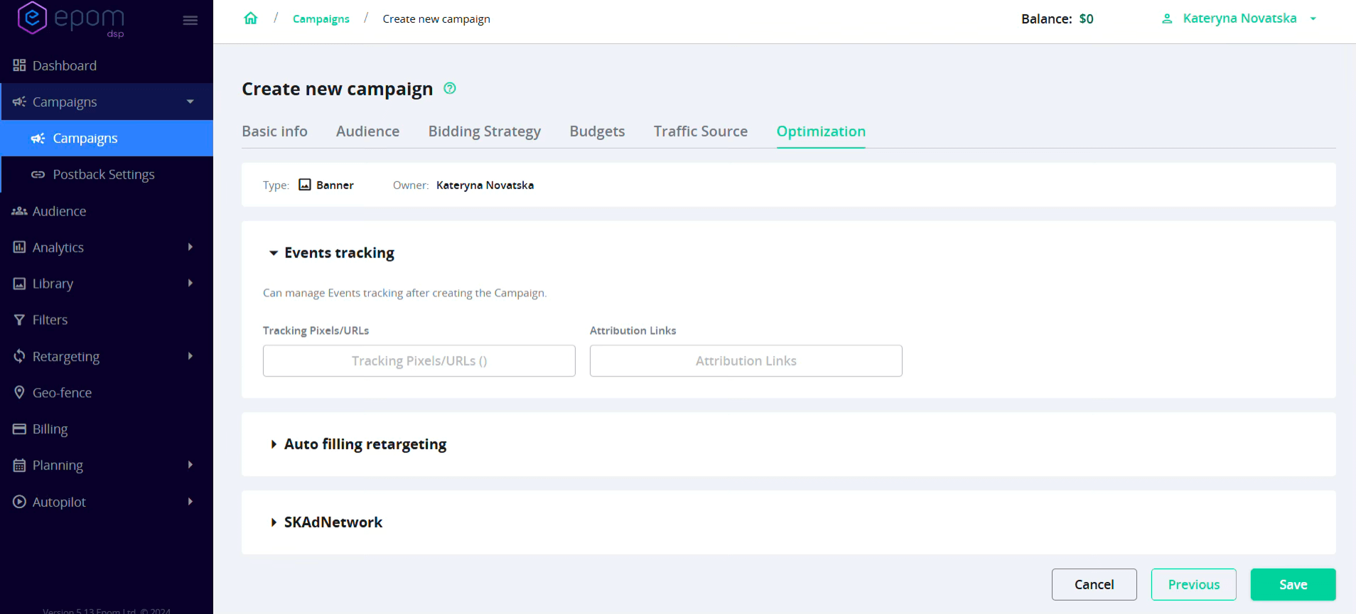 Epom DSP 7.2: optimization tab